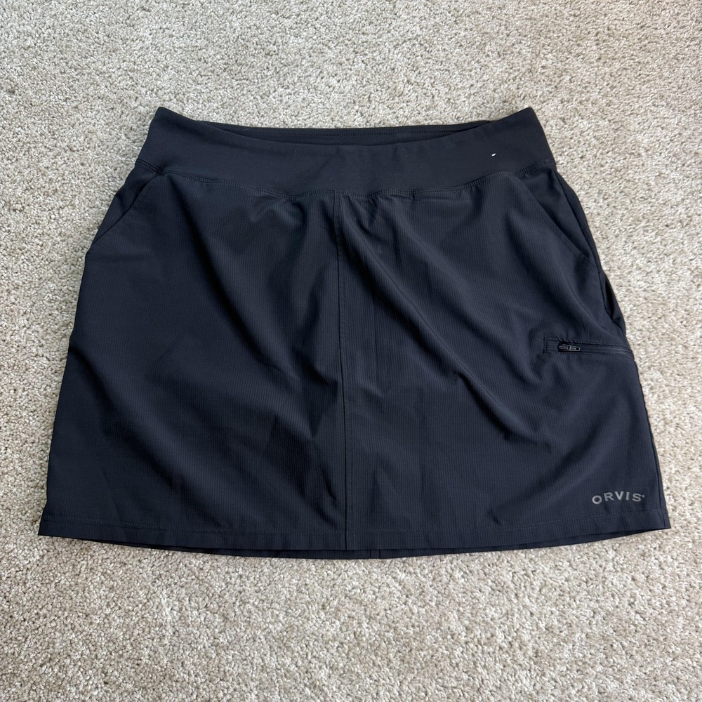 Orvis Skort Womens Large Black Athletic Hiking Walking Pockets Pull On Outdoor
